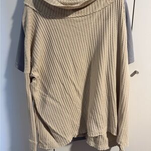 Free People Beige Waffle Turtleneck long sleeve